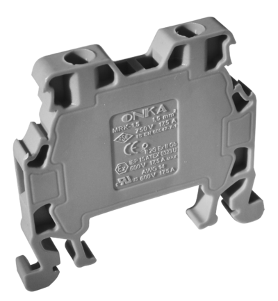 ONKA 1,5mm² SCREWED TYPE RAIL TERMINAL BLOCKS  GREY (BOTH SIDES COVERED) UL CERTIFIED - Image 1