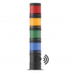 Ø70 4 LAYER LEDS (RED+YELLOW+GREEN+BLUE) LIGHT TOWER WITH BUZZER - 12-24VAC/DC