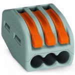 WAGO 222-413 CLASSIC Splicing Connector; for all conductor types; max. 4 mm²; 3- conductor; with levers; gray housing